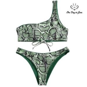 Zaful One Shoulder Reversible Bikini Size S
